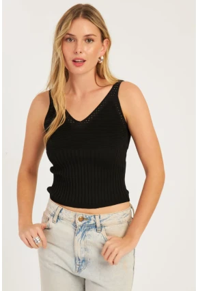 Kadın Siyah Triko Bluz SMT225