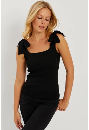Kadın Siyah Triko Bluz YV236