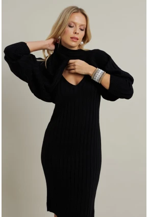 Kadın Siyah Triko İkili Takım ELT12014