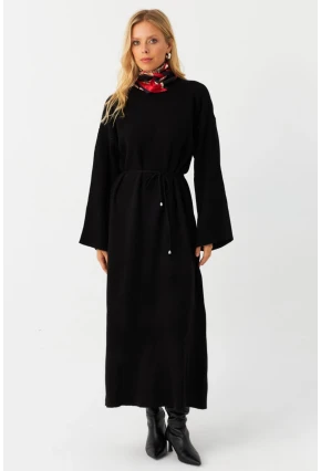 Kadın Siyah Triko Maxi Elbise MTC3367
