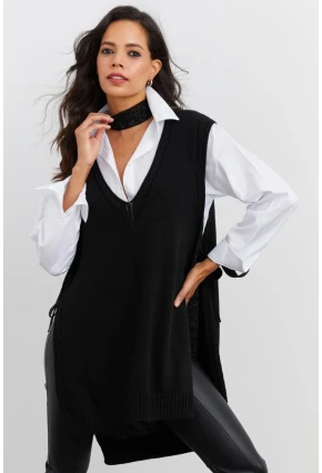 Kadın Siyah Triko Süveter YV103