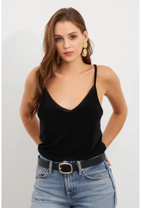 Kadın Siyah Tül Şeritli Atlet LPP1024