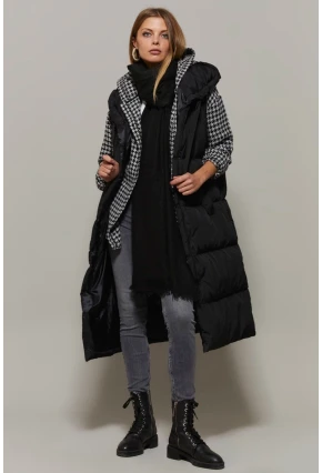 Kadın Siyah Uzun Şişme Yelek DAF05