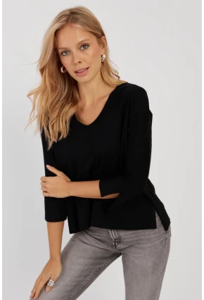 Kadın Siyah V Yaka Bluz LPP1267