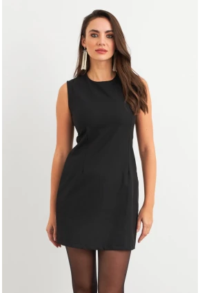 Kadın Siyah Yandan Fermuarlı Basic Midi Elbise ELA6821
