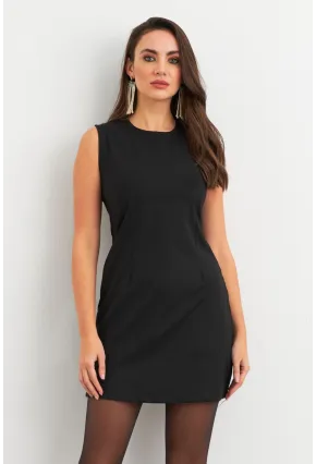 Kadın Siyah Yandan Fermuarlı Basic Midi Elbise ELA6821
