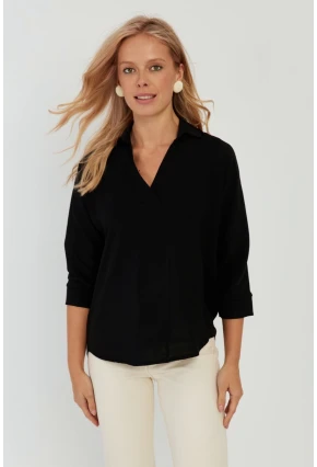 Kadın Siyah Yarasa Kol Bluz BR1224