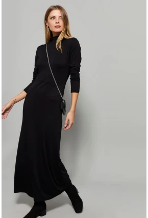 Kadın Siyah Yarım Balıkçı Maxi Elbise Yİ2006