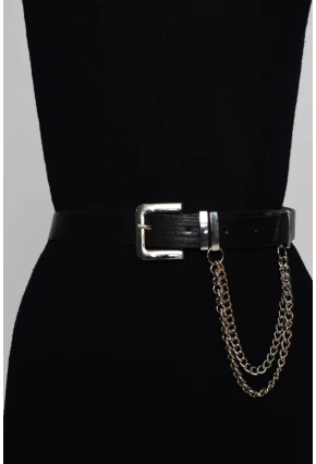 Kadın Siyah Zincir Aksesuarlı Kemer BE316