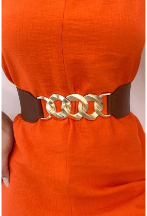 Kadın Taba Zincirli Lastikli Kemer BE639