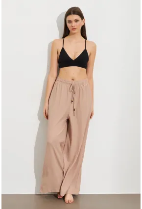 Kadın Taş Beli Lastikli Bürümcük Pantolon ROP105