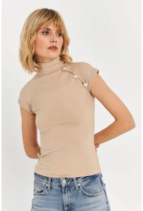 Kadın Taş Düğme Detaylı Bluz EY3027