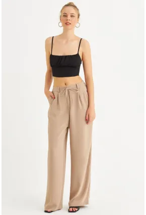 Kadın Taş Fermuarlı Palazzo Pantolon MON143