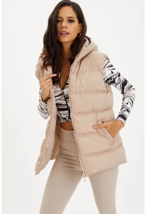 Kadın Taş Kapüşonlu Şişme Yelek ZEE01