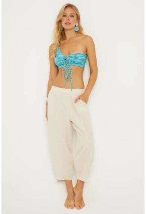 Kadın Taş Keten Şalvar Pantolon K1252