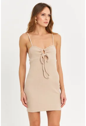 Kadın Taş Önü Büzgülü Pencereli Mini Elbise EY3047