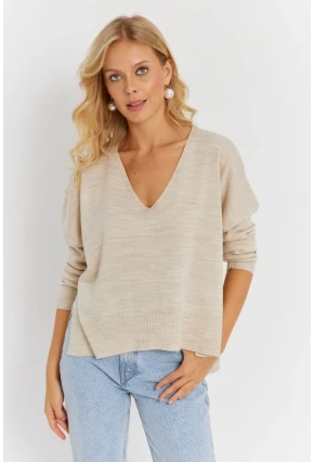 Kadın Taş Önü Kısa Triko Kazak YİL551