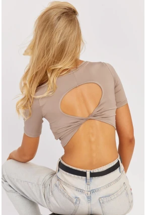 Kadın Taş Sırt Dekolteli Crop Bluz CY450