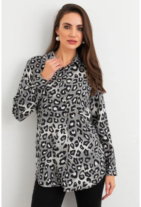 Kadın Taş-Siyah Desenli Gömlek MASF227