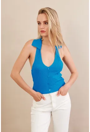 Kadın Turkuaz Sırtı Açık Bluz ZH01-90