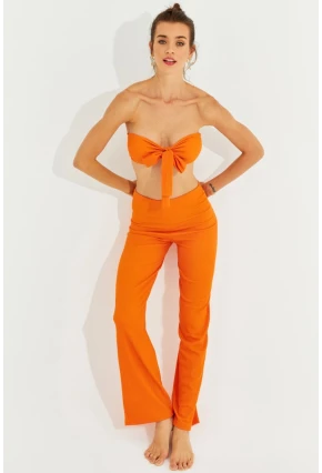 Kadın Turuncu Büstiyerli Pantolon Takım YEL221225