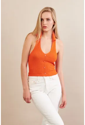 Kadın Turuncu Sırtı Açık Bluz ZH01-90