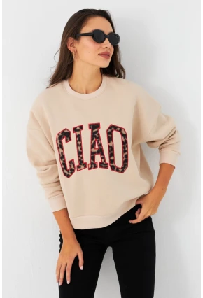 Kadın Vanilya Baskılı Sweatshirt MPP6429