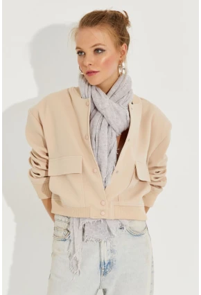 Kadın Vanilya Bomber Ceket QRS8375