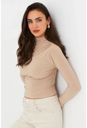 Kadın Vanilya Büzgülü Bluz ELT3568