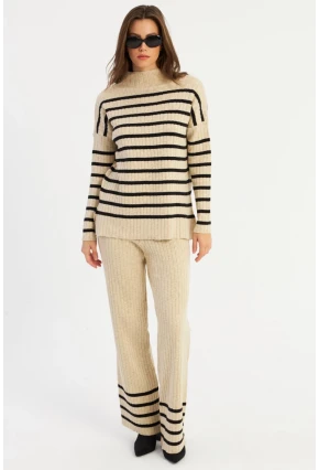 Kadın Vanilya Çizgili Alt Üst Takım MYİL11