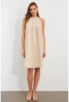 Kadın Vanilya Halter Yaka Midi Elbise NH5029