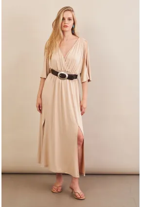 Kadın Vanilya Kol Pencereli Midi Elbise MP500