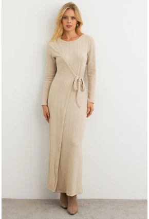Kadın Vanilya Kruvaze Maxi Elbise MTF31