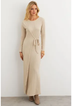 Kadın Vanilya Kruvaze Maxi Elbise MTF31