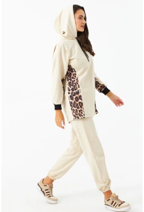 Kadın Vanilya Leopar Desenli Alt Üst Takım MPC301