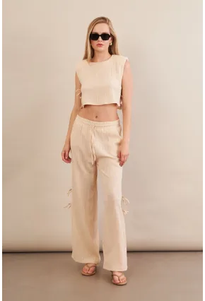 Kadın Vanilya Omuzları Vatkalı Alt Üst Takım KED002