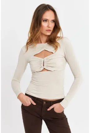 Kadın Vanilya Pencereli Aksesuarlı Bluz SB3046