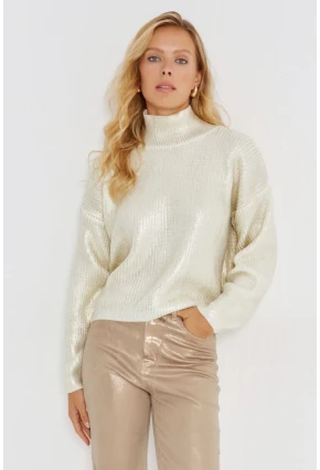 Kadın Vanilya Varakli Triko Bluz SF2530