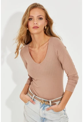 Kadın Vizon Çıtçıtlı Fitilli Body TH1100