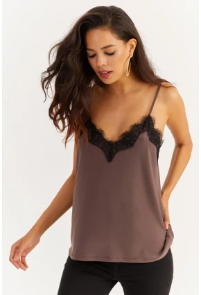 Kadın Vizon Desenli Dantelli Atlet LPP50081