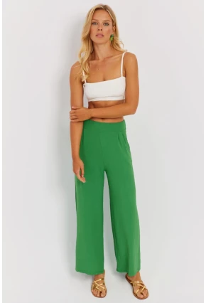 Kadın Yeşil Beli Lastikli Pantolon J23434