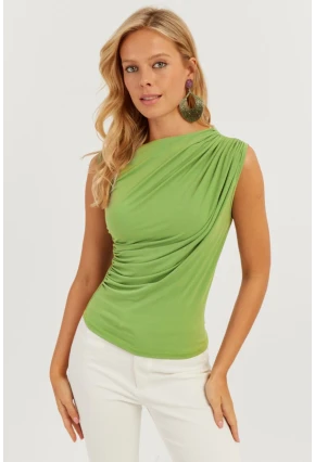 Kadın Yeşil Büzgülü Bluz YZ625