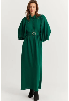 Kadın Yeşil Kemerli Maxi Elbise MASF15