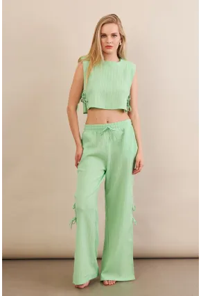 Kadın Yeşil Omuzları Vatkalı Alt Üst Takım KED002