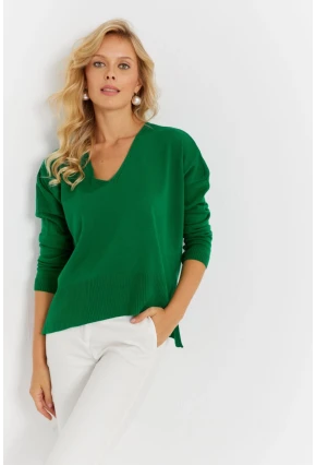 Kadın Yeşil Önü Kısa Triko Kazak YİL551