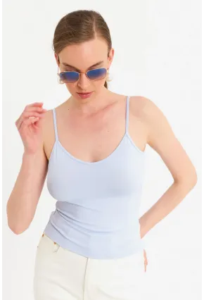 Kadın Açık Mavi Askılı Basic Atlet FLS06