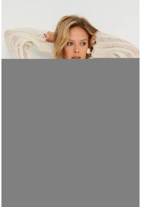 Kadın Ajurlu Triko Bluz Taş YZ618