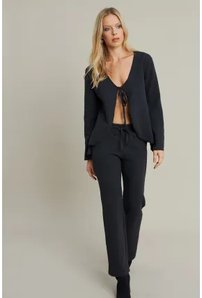 Kadın Antrasit Bağlama Detaylı Alt Üst Takım YLE1098