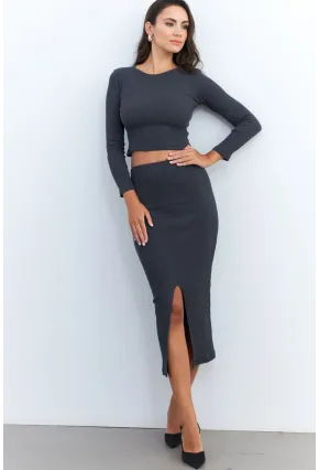 Kadın Antrasit Basic Kaşkorse Alt- Üst Takım XL2042