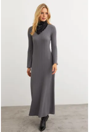 Kadın Antrasit Basic Maxi Elbise MTF30